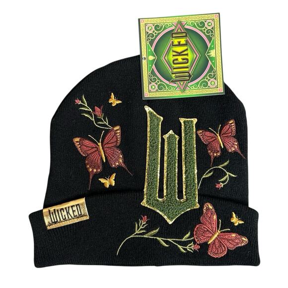 WICKED Spellbinding Floral Butterfly Cuffed Beanie Glinda Elphaba OZ Lot of 2 main image 7